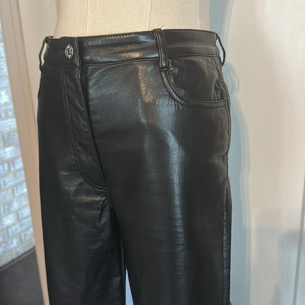 Aritzia Wilfred The Melina vegan leather black 6 high waisted straight leg pants